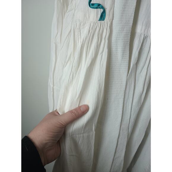 Peter Popovitch Women Medium Art to Wear Floral White Cardigan Ribbon Vintage - Picture 3 of 5